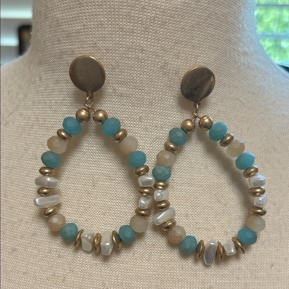 Park Lane Gold and Turquoise Beaded Earrings